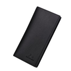 Pria Vintage Lihat Panjang Dompet Lipat PU Kulit Pria Dompet Kartu Case Dompet Warna: Hitam-Intl