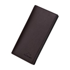 Pria Vintage Lihat Panjang Dompet Lipat PU Kulit Pria Dompet Kartu Case Dompet Warna: Coffee-Intl