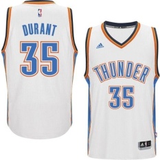 Men's White NBA Oklahoma City Thunder Sports Basketball Jersey 2014-15 Season Home Kevin Durant #35 KD Fans Authentic (S-XXL) - intl