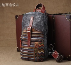 Men's Chest Pack Baru Canvas Bag Satchel Retro Rakyat Korea Gaya Bordir Pariwisata Kecil Ransel-Intl