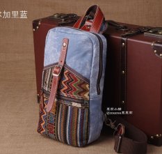 Men's Chest Pack Baru Canvas Bag Satchel Retro Rakyat Korea Gaya Bordir Pariwisata Kecil Ransel-Intl