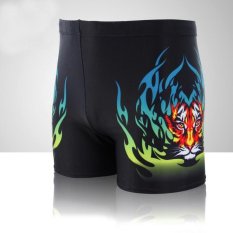 Pria Domineering Pola Harimau Berenang Trunks (Hitam)-Intl