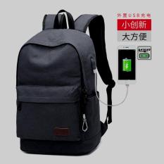 Men's Fashion Kanvas Ransel Mahasiswa Sekolah USB Desain Nyaman Tas Ransel untuk Remaja Vintage Mochila Casual Rucksack Travel Daypack-Intl