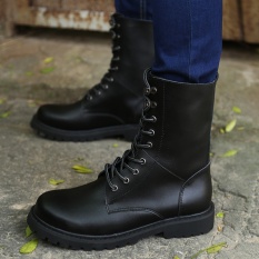 Men's Fashion Di Lantai Dua Leather Outdoor Tinggi Membantu Work Boots-Intl