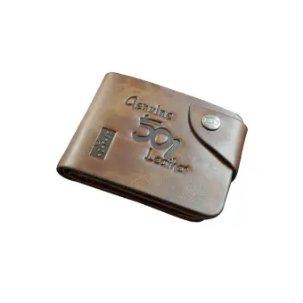 Dompet Kulit Pria Model Lipat Pendek Dengan Dua Kantong Warna Coklat Campuran