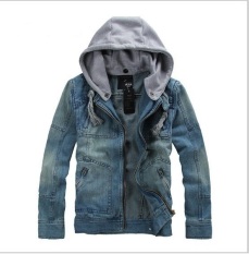 Pria Hoodie Jeans Jaket Hooded Denim Coat