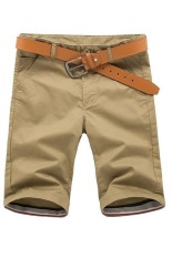 Mens Hot Sale Casual Cotton Flat Depan Celana Pendek Kargo (Dark Khaki)