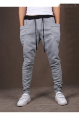 Mens Slim Gaya Korea Celana Harem Kasual Tide Sport Panjang (Abu-abu)