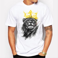 Men's Lastest, 2017 Fashion ,Short Sleeve ,King of Lion Printed T-shirt, Funny Tee Shirts, Hipster O-neck, Cool Tops