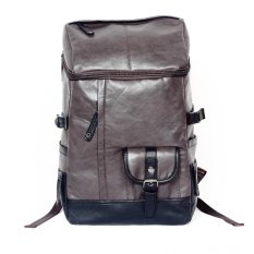 Kulit Pria Ransel Male Rekreasi Siswa Ransel Tas Laptop (Coklat)-International