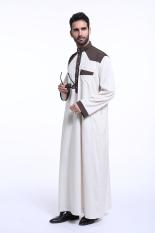 Pria Jubah Jubahs Arab Timur Tengah Muslim Desain Terbaru Pria Lengan Panjang Pakaian-Gading-Intl