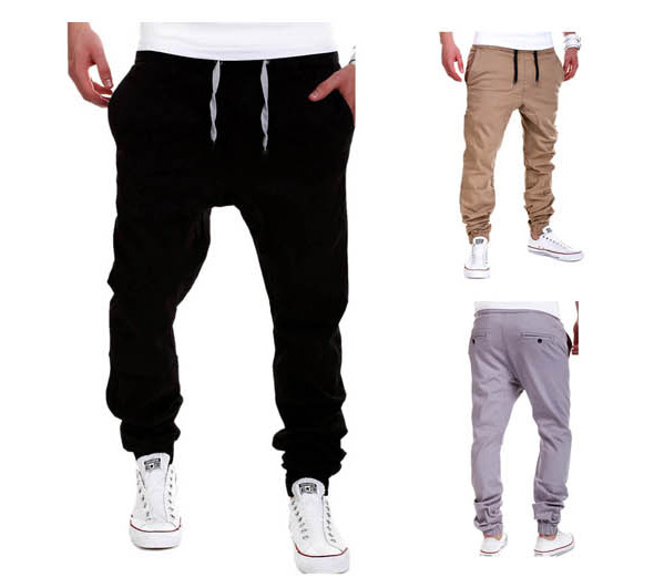 Pria Slim Sweatpants Hip Hop Elastis Pinggang Celana Jogging (Hitam)-Intl