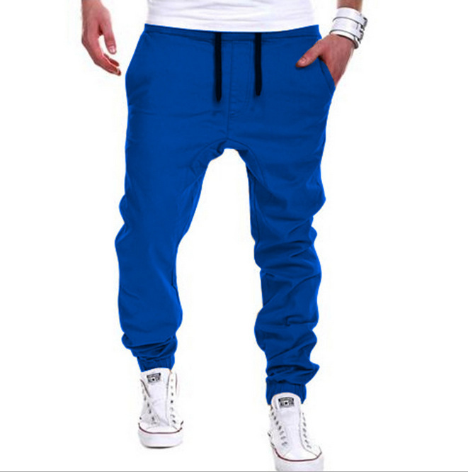 Pria Slim Sweatpants Hip Hop Elastis Pinggang Celana Jogging (Biru)-Intl