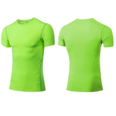 Pria Olahraga T-Shirt Training Basket Menjalankan Olahraga dan Kebugaran Gym Cepat Kering Tops Skintight Sangat Fleksibel Pakaian 1003 (neon Hijau) -Intl