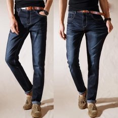 Mens Jeans Lurus Bernapas Elastis Jeans Musim Panas Tipis Denim Pants Besar Plus Ukuran Celana-Intl