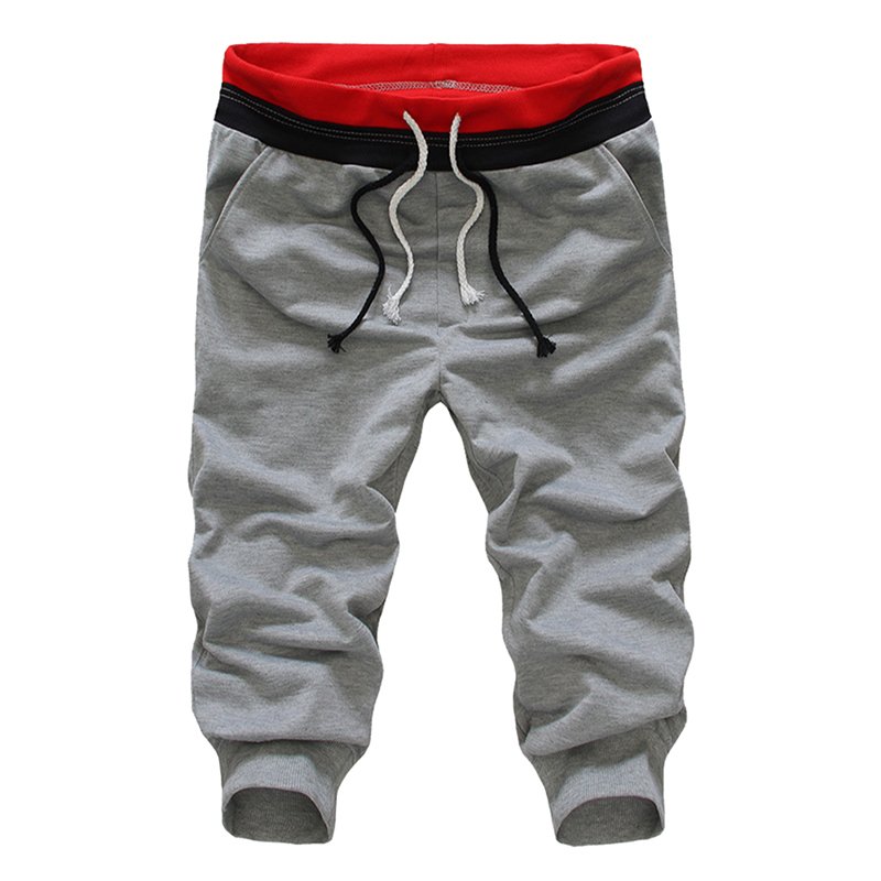 Sweatpants Pria Capri Celana Training Dance Jogging Baggy Pria Olahraga Celana Abu-abu