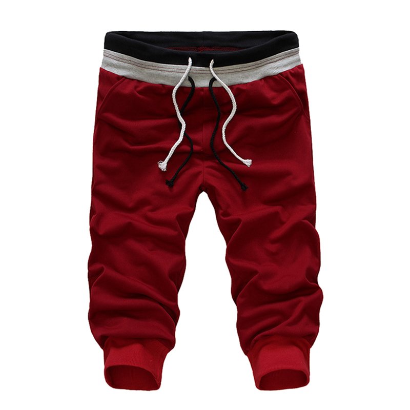 Sweatpants Pria Capri Celana Training Dance Jogging Baggy Pria Olahraga Celana Merah Anggur