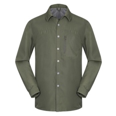 Men's Ultralight Musim Panas Cepat Pengeringan Outdoor Hiking Camping Bersepeda Kemeja Pria (Tentara Hijau)-Intl