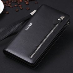 Dompet Pria Dompet Custom Kepala Lapisan Dompet Kulit Sapi Panjang Paragraphto Jual Lewat Pasokan Dompet untuk Sampel Custom (hitam) -Intl