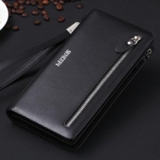 Mens Dompet Dompet Custom Kepala Lapisan Kulit Sapi Dompet Panjang Paragraphto Jual Lewat Pasokan Dompet untuk Sampel Custom (hitam) -Intl