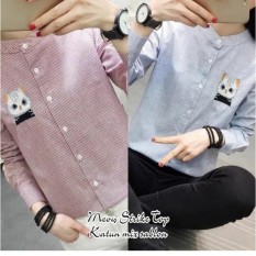 Baju wanita/Blouse/Kemeja Wanita/Jumpsuit/Playsuit Wanita/Baju Atasan/long dress/Dress Wanita/Baju Muslim/Jumpsuit/Sweater&Cardigan Wanita/Baju Tidur/baju Santai/Tunik/Rajut Waanita/baju murah/celana wanita-murah/fashion wanita/MEOW STRIKE TOP BLUE
