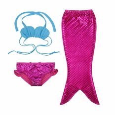 Renang Ekor Duyung Anak Swimwear Girl Swimwear Red Skala Ikan + Kerang Ungu-Merah-Intl