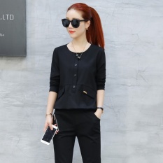 Mestery Korean-Style New Style Long-Sleeved Running Autumn And Dress (Black) - intl