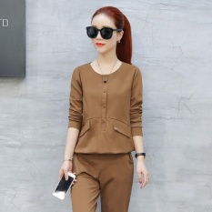 Mestery Korean-Style New Style Long-Sleeved Running Autumn And Dress (Khaki) - intl
