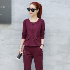 Mestery Korean-Style New Style Long-Sleeved Running Autumn And Dress (Purpli Red) - intl