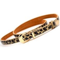 Metal Floral Dekorasi Interlock Buckle Sabuk Pinggang Elastis untuk Lady Blue Warna: Macan Tutul Cetak-Internasional