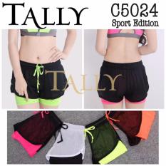 Metro Celana Sport 5024 Tally Pants Pendek 2 Lapis Senam Fitness Gym - Orange