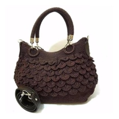 Meyliem Shop Tas Rajut Hobo Ulir - Coklat Tua