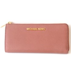 Michael Kors Jet Set Travel Three Quarter Zip Continental Wallet (Dusty Rose)