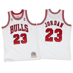 Micheal Jorden Jersey Kayu Klasik Chicago Bulls Mitchell & Ness #23 Swingman Player 1988 89 Semua Bintang Terang Ringan Olahraga Tinggi Kualitas Kering CEPAT Basket Rumah Putih XL-Intl