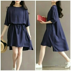 UC Dress Lea / Gaun Wanita / Dress Woman / New Midi Dress / Korean Dress / Dress Stylist NR - Navy D2C