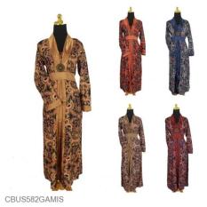 Mila Style - Baju Gamis Batik Semi Sutra Motif Jokowi - Multicolor