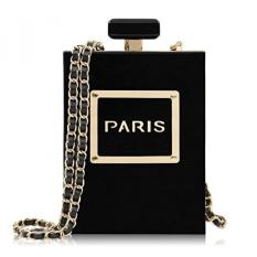 Milisente Women Black Acrylic Evening Bag Perfume Bottle Paris Shape Clutches Purse - intl