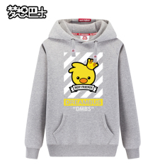 Mimpi Bus Kartun Tambah Beludru Pria Anak Ayam Tutup Kepala Hoodie Berkerudung Kaos Sweater (Mxj008 (Heather Gray Bersilang bahu Sweter Tanpa Kancing Kaos Sweater))
