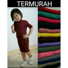 mini dress rajut turle neck dress anak cewe 1-7 Tahun