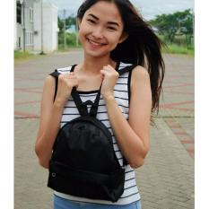 Mini Ransel Kanvas Polos RM03 - Ransel Mini Ransel Lucu Tas Ransel Tas Bahu Modis Motif Kekinian - Black