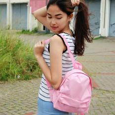 Mini Ransel Kanvas Polos RM05 - Ransel Mini Ransel Lucu Tas Ransel Tas Bahu Modis Motif Kekinian - Soft Pink