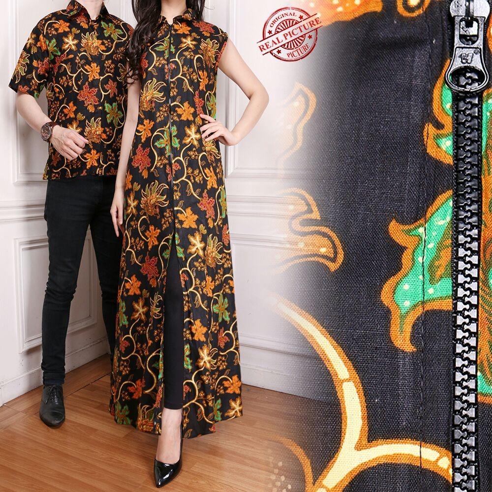 Miracle Couple Gamis Longdress Charli dan Kemeja Batik Pria