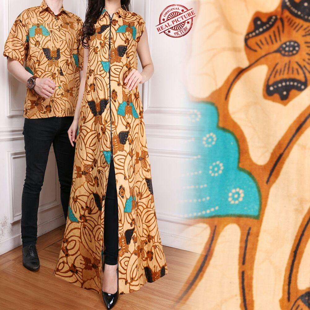 Miracle Couple Gamis Longdress Gloria dan Kemeja Batik Pria