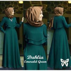 Missira Dahlia Emerald maxi kantong kanan kiri + luaran tangan panjang depan 2 lapis belakang ada kancing bahan jersey , fit to L(tampa pasmina)