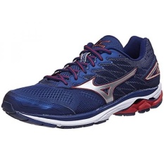 Mizuno Mens Wave Rider 20 Shoes Blue Depths / Silver / Red 8.5
