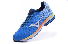 Mizuno Wave Rider 18 Shoes Breathable Slow Running Sneakers Men's Size 40-45 (Light Blue/White)