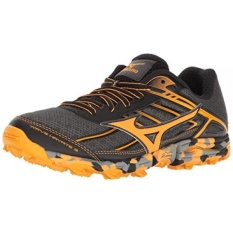 Mizuno Womens Wave Hayate 3 Trail Runner, Dark Shadow/Tangerine Tango, 8 B US