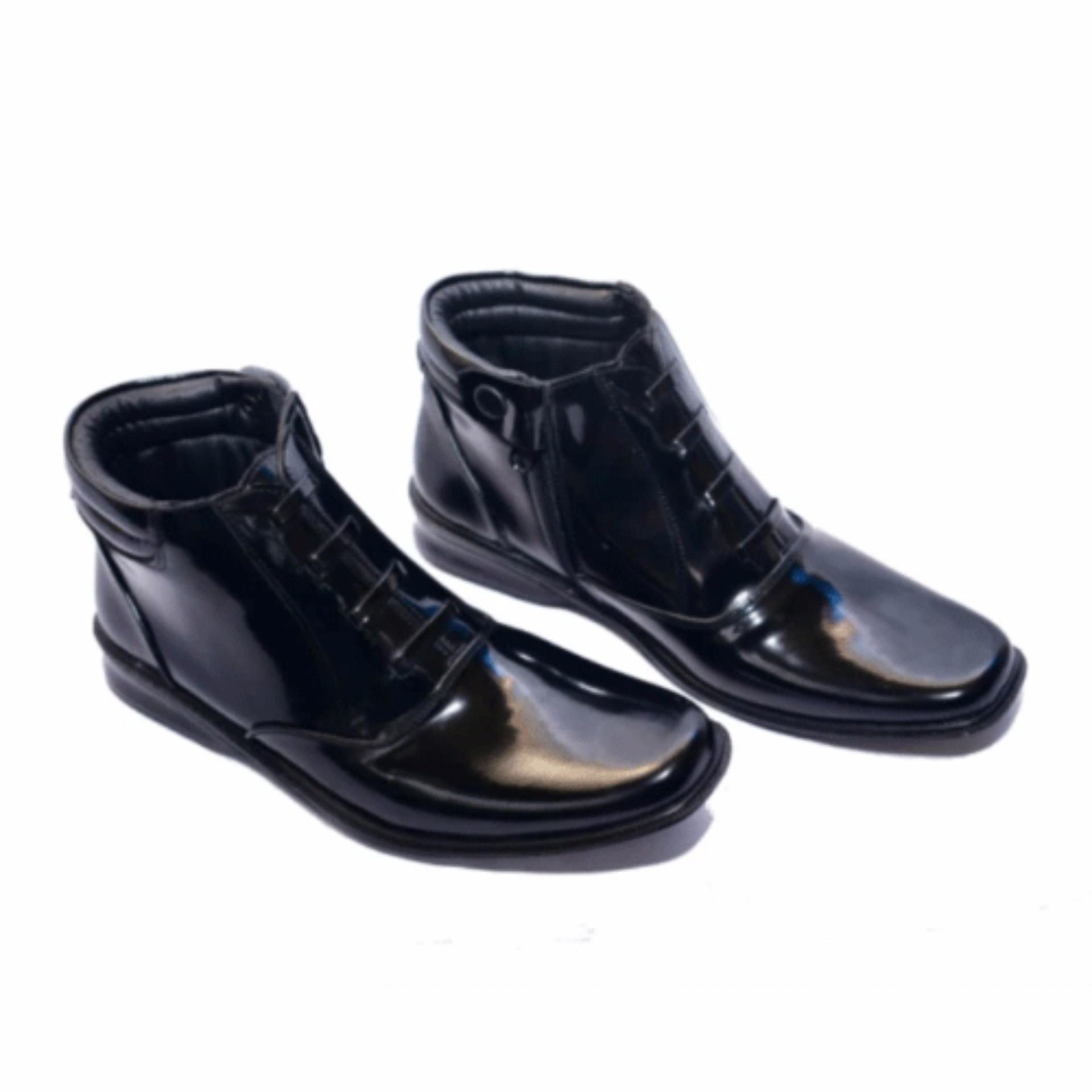 MJ Sepatu Pantofel Pria PDH 03 Sintetis Kilap Kerja Kantor - Hitam Kilap