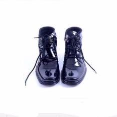 MJ Sepatu Pria PDH Tali Resleting Kilap - Hitam