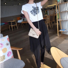 MM Korea Modis Gaya Modal Yang Tidak Kenal Dua Potongan Tidak Beraturan Rok Celana Rok (Hitam) baju Wanita Celana Wanita